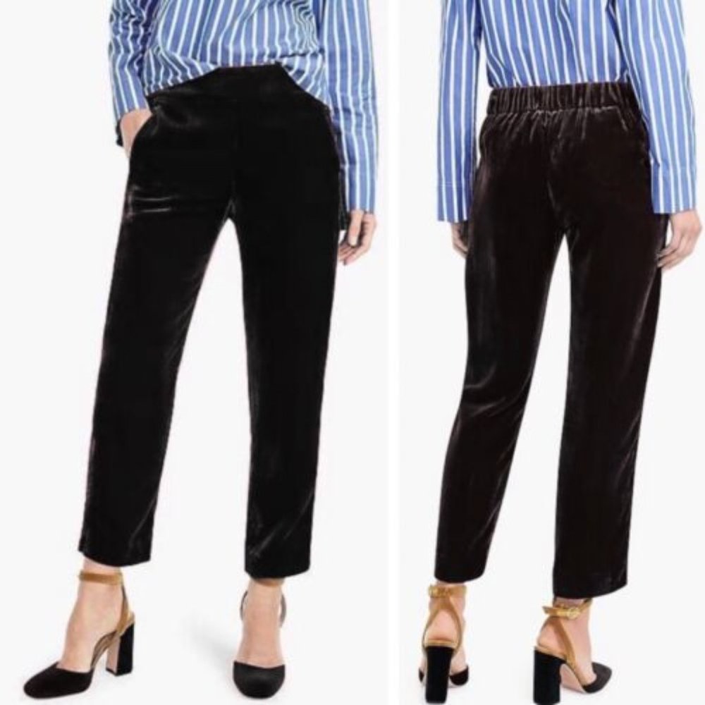 J. Crew Easy Black Velvet Pants - Picture 1 of 6